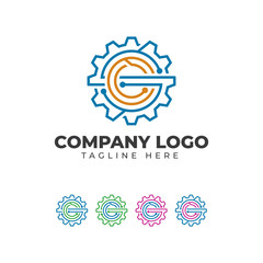 Fototapeta na wymiar Gear Technology Letters C and S Logo Vector Icon Illustration