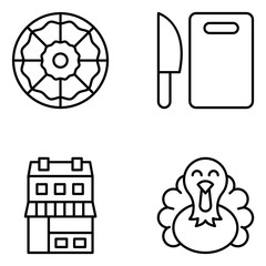 Thanksgiving Vector Line Icon Set