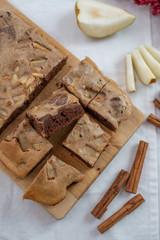 Sweet Christmas Chocolate Brownie with cinnamon and pear