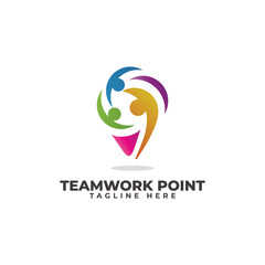 Teamwork Point Logo Vector Icon Illustration