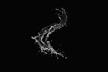 Water Splash Isolated on Black Background
