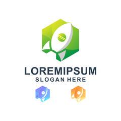 Colorful Hexagonal Rocket Logo Design