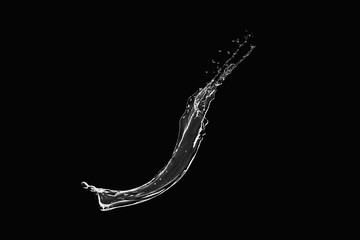 Water Splash Isolated on Black Background