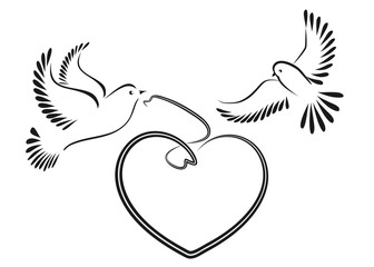 Dove symbolizing love and peace. Vector illustration. - 301897267