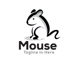 Sit mouse line art logo design inspiration