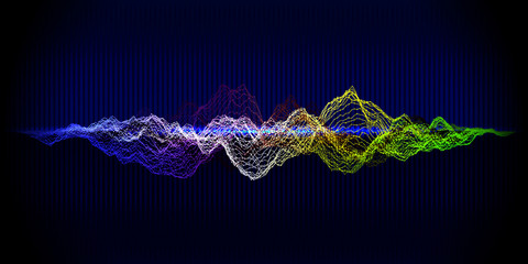 Music equalizer abstract background. Grid color waveform on blue background.