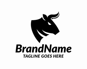 Creative Head Buffalo Bull Elegant Logo Symbol Design Illustration Vector for Company