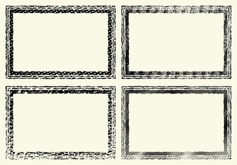 Set of templates of rectangle retro vintage grunge frames for greetings, promotion and price. Vector elements with scratched effect,  posters, sites, web, shops, websites, labels, design, card.