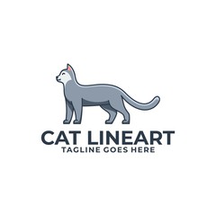 Cat Line Art Design Concept illustration Vector Template