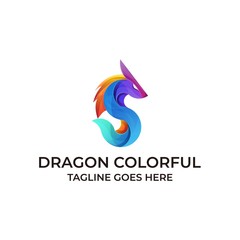 Dragon Colorful Design concept Illustration Vector Template