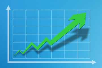 Business growth chart on blue background