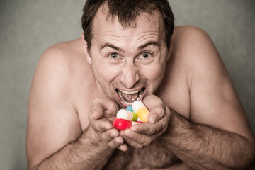 Athlete bodybuilder takes dope in the form of tablets form of pharma rapid progress in muscle...