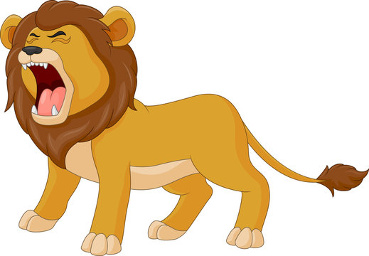 Cartoon the lion is roaring