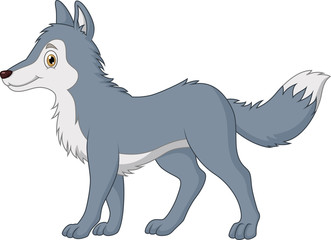 Cartoon Cute The wolf walking