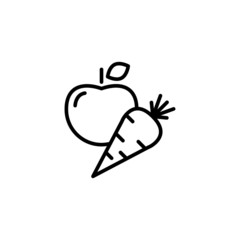 apple with carrot line icon on white background