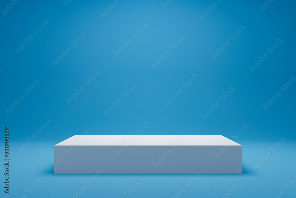 Aufkleber Empty light blue background and stand display or shelf with studio for showing or design christmas concept. Blank backdrop made from cement material. Realistic 3D render.