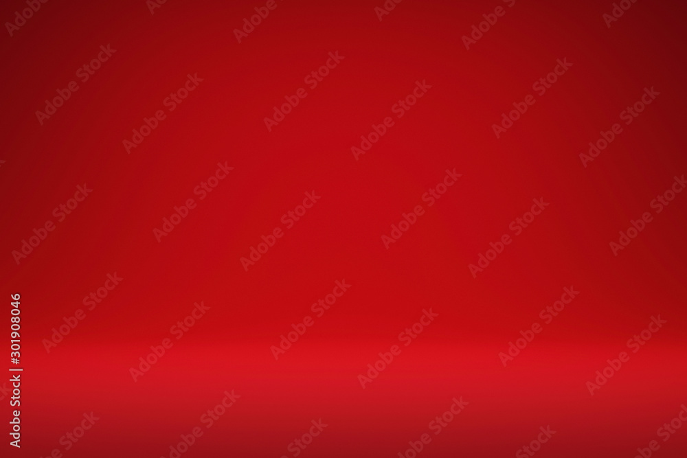 Poster Abstract red and gradient light background with studio backdrops. Blank display or clean room for showing product. Realistic 3D render.