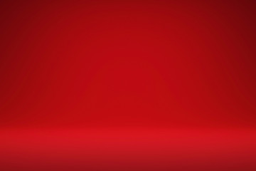 Abstract red and gradient light background with studio backdrops. Blank display or clean room for...
