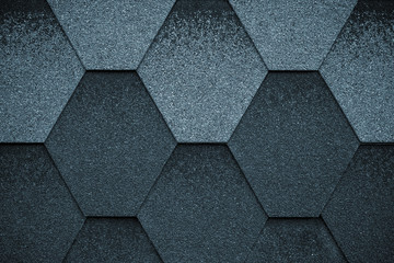 Black and gray texture surface of roofing tiles. Cover of shape of rhombus. Dark roof tile, grunge...