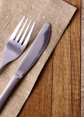 fork and knife on table