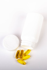 Group of pills with bottle isolated