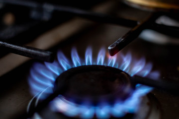 gas burner on the gas stove