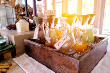 Fruit juices healthy corner, breakfast buffet