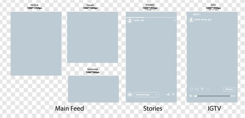 Design backgrounds for social media banner.Set of social stories and post frame templates.Vector cover. Mockup for personal blog or shop.Layout for promotion.Endless square puzzle.