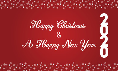 happy christmas and happy new year 2020 red color vector background with snowflakes