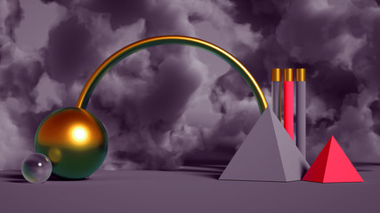 Elegant minimalism geometry background. 3d illustration, 3d rendering.
