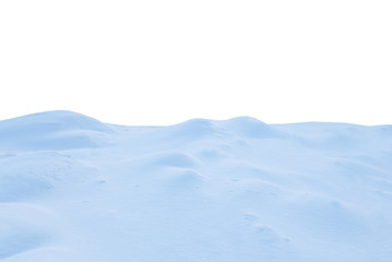 A large beautiful snowdrift isolated on white background.Winter snow  background. A big snow drift