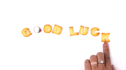 Concept text form cookie is a goodbye by greeting.