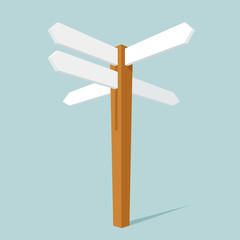 Direction sign street decoration object isolated on blue retro isometric flat design vector illustration