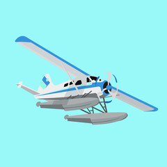 White and Blue Flying Hydroplane