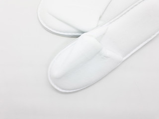 Blank Clean Empty Holiday Hotel Corporate Appliances and Home Sandals Rubber Flip Flop for Design Model Mock-up in White Isolated Background