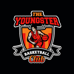 the youngster basketball club in professional modern design of emblem or badge suitable for your team logos