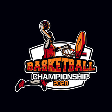 Modern professional basketball logo design. All star championship sign.  Stock Vector