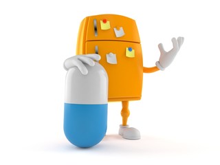 Fridge character with pill