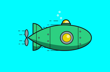 Submarine Underwater in Sea Water Illustration