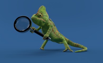 Chameleon holding magnifying glass © Talaj
