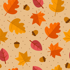 Autumn colourful leaves seamless pattern - 301913239