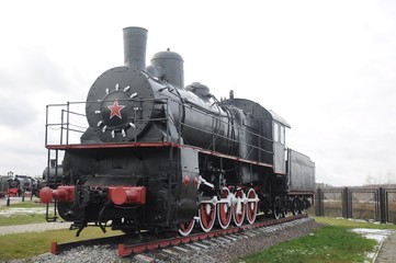 Fototapeta premium Old black steam train from the museum of steam locomotives