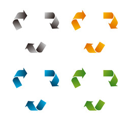 3 steps triangle template illustration set / blank, design space ( recycle,ecology etc.)