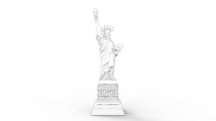 3d rendering of the statue of liberty isolated in white background