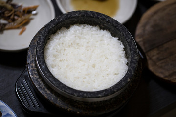 Korean rice in hot pot and nurungji