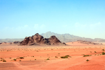 Fototapeta na wymiar Rocky mountains, Wadi Rum desert, Jordan