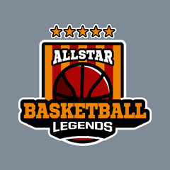 all star basketball legend emblem or badge in modern professional logo