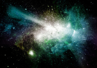 Stars, dust and gas nebula in a far galaxy