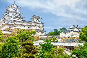 Main tower of the Himeji Castle, the white Heron castle, Japan. UNESCO world heritage site after...