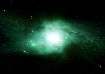 Fototapeta premium Stars, dust and gas nebula in a far galaxy